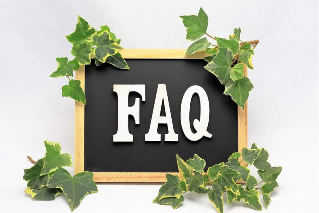 A blackboard surrounded by green ivy leaves with the word "FAQ" written in large letters: PMR Relaxation