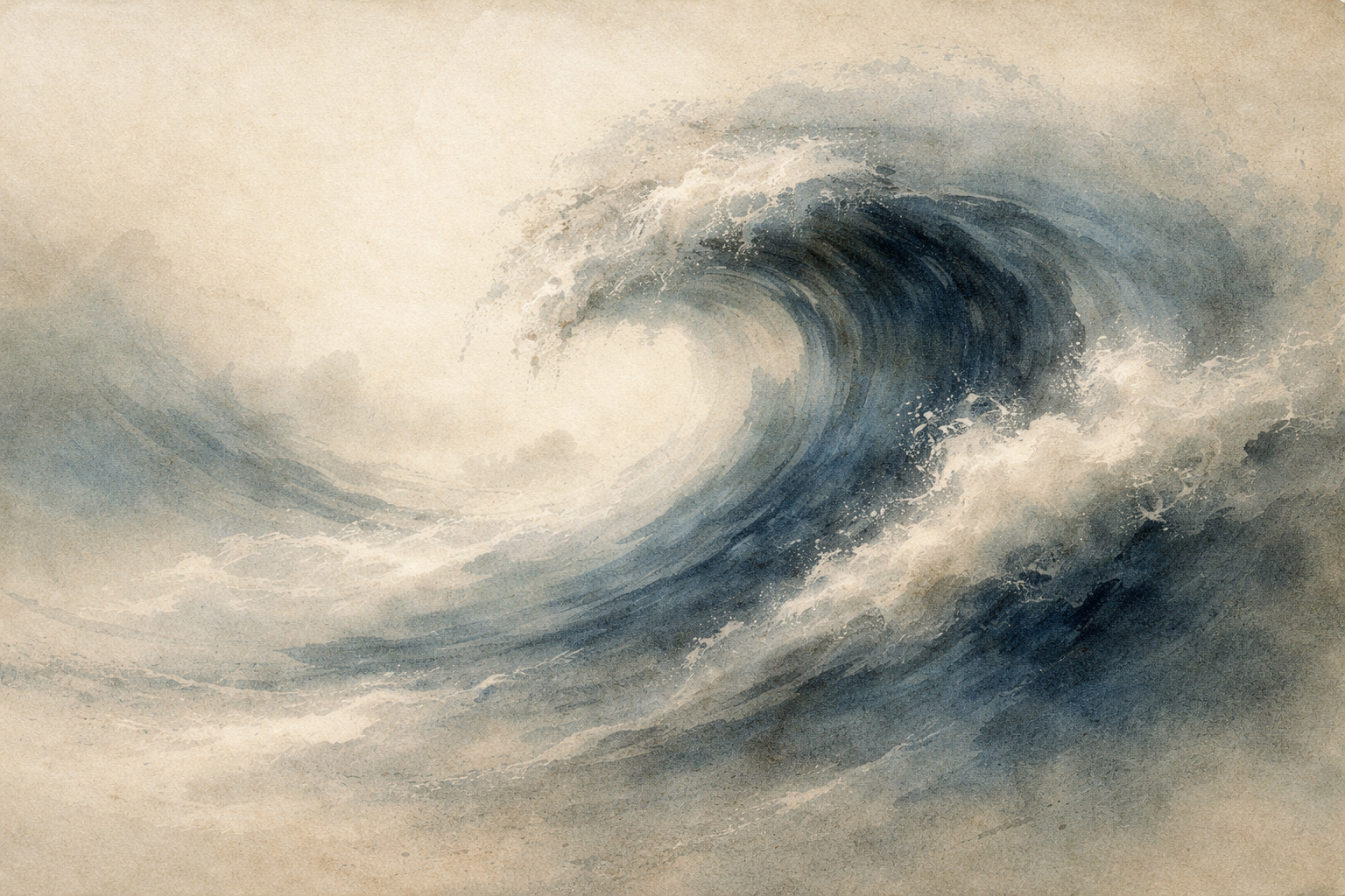 A powerful ocean wave rising and breaking, symbolizing the sweeping historical changes that reshaped Buddhism after the Muslim conquests in South and Central Asia.