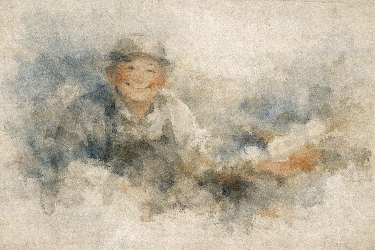 A gentle elderly person smiles softly while preparing or offering food in a calm, quiet setting—suggesting remembrance, warmth, and the continuing bonds of care beyond loss.