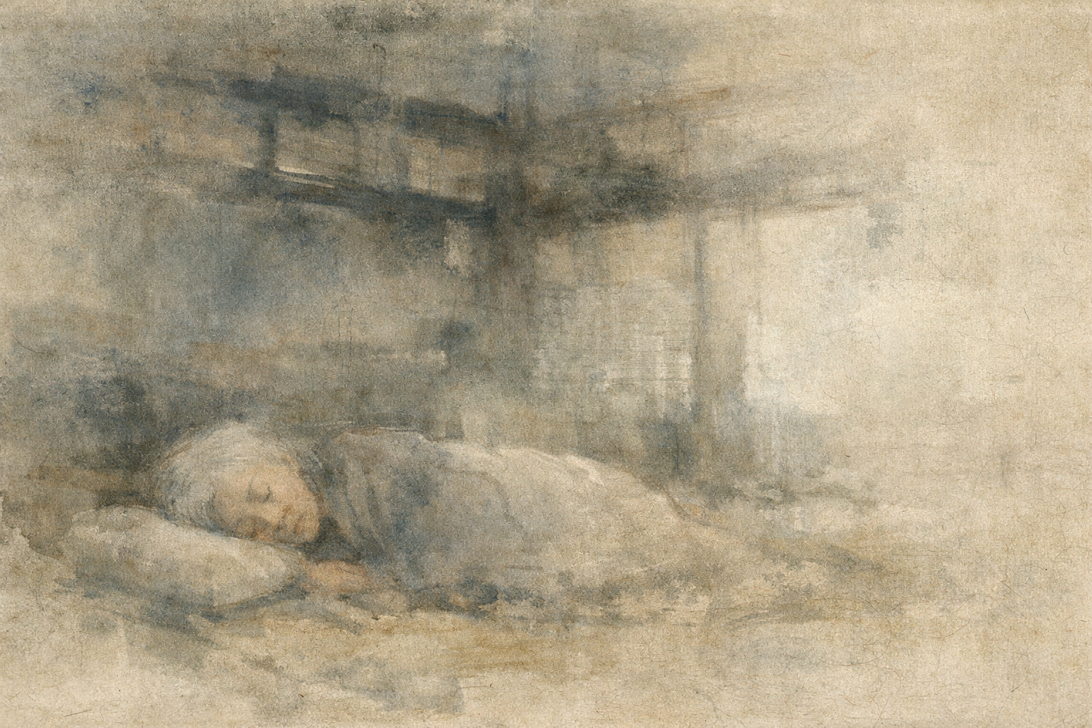 Person sleeping peacefully in a quiet, muted setting, symbolizing how fatigue affects perception and influences the way thoughts and emotions are experienced.