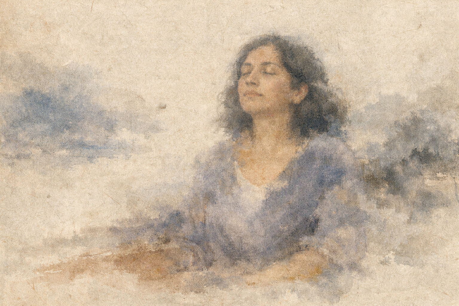 A person resting in quiet awareness within an open natural landscape, suggesting that samadhi can be gently cultivated even outside formal retreat settings